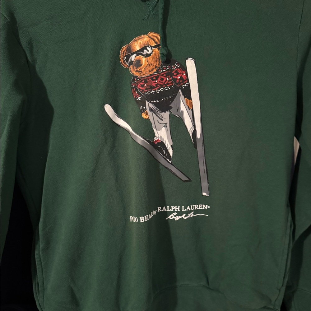 Ralph Lauren Forest Green Hoodie with Bear Motif